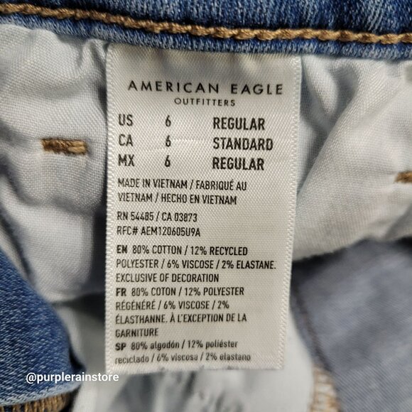 American Eagle Jeans Size 6 Skinny Mid Rise Next Level Stretch Medium Light Wash - Picture 6 of 13
